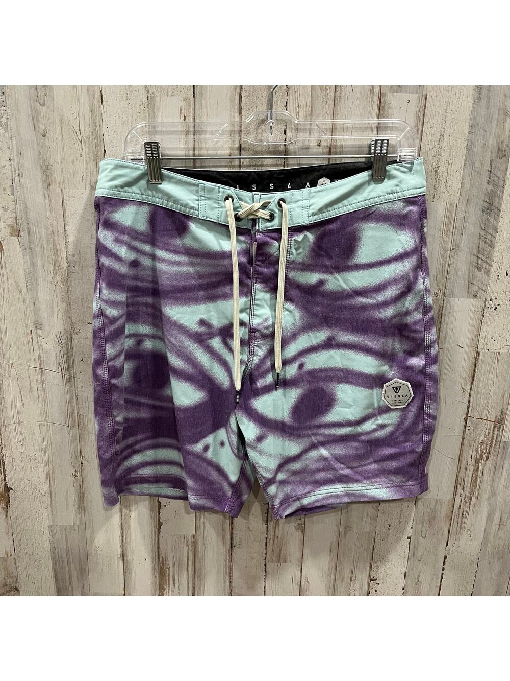 Vissla T. Muckluck Eyeball Face Print Swim Trunks Boardshort Surf Mens 32